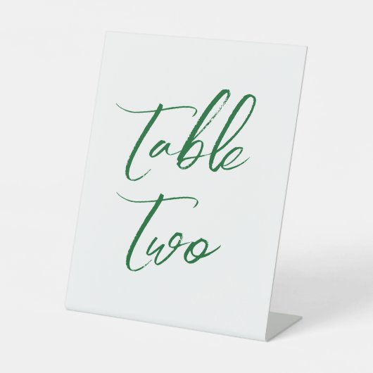 エレガントな緑の結婚式テーブルナンバー 台座サイン (正面)