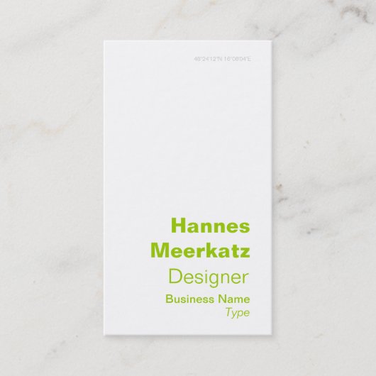 エレガントな緑の緯度および経度の名刺 名刺 (正面)