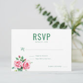 エレガントな緑の花のRSVP 出欠カード (スタンド正面)