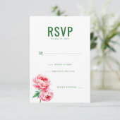 エレガントな緑の花のRSVP 出欠カード (スタンド正面)