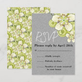 エレガントな緑の花柄  出欠カード (正面/裏面)