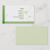 エレガントな緑の花柄 名刺 (正面/裏面)