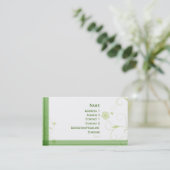 エレガントな緑の花柄 名刺 (スタンド正面)