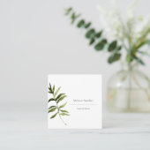 エレガントな緑の草木のシンプルな花の名刺 スクエア名刺 (スタンド正面)