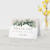 エレガントな緑の草木の婚約パーティのサンキューカード カード (黄色い花)