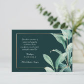 エレガントな緑の草木の悔やみや弔慰のサンキューカード 招待状 (スタンド正面)