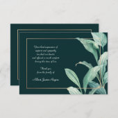 エレガントな緑の草木の悔やみや弔慰のサンキューカード 招待状 (正面/裏面)