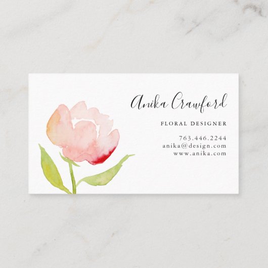 エレガントな緑の草木の花屋 名刺 (裏面)