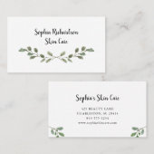 エレガントな緑の草木|のシンプルな水彩画の葉 名刺 (正面/裏面)