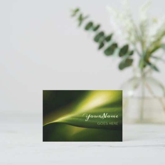 エレガントな緑の葉の自然の写真 名刺 (スタンド正面)