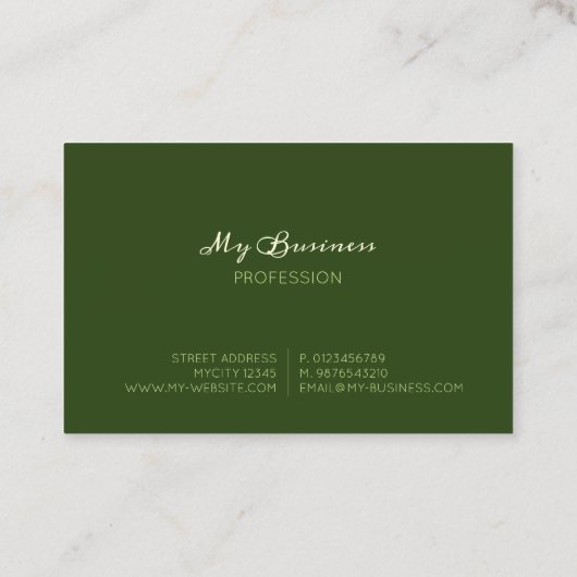 エレガントな緑の葉の自然の写真 名刺 (裏面)