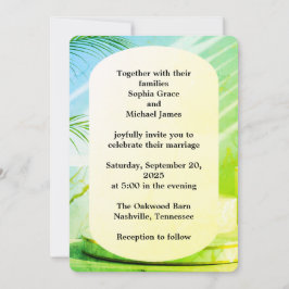 エレガントな緑の葉の自然デザイン | ミニマルボタニカル 招待状