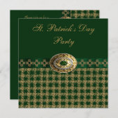エレガントな緑及び金ゴールドのセントパトリックの日のパーティー 招待状 (正面/裏面)