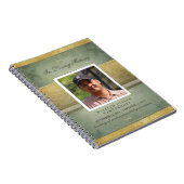 エレガントな緑及び金ゴールドの記念の葬儀の来客名簿 ノートブック (右側)