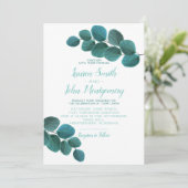 エレガントな緑 | ユーカリの葉の結婚式 招待状 (スタンド正面)