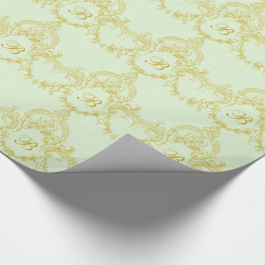 エレガントな線条細工のロココ様式のモノグラムの包装紙 ラッピングペーパー (角)