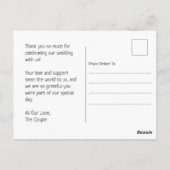 エレガントな編集スタイルの結婚式写真のお礼メッセージ ポストカード (裏面)