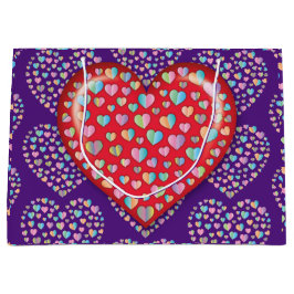 エレガントな編集可能なシンプルハートデザイン ラージペーパーバッグ