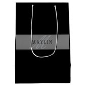 エレガントな編集可能なスクリプト ビジネス名/その他のテキスト ミディアムペーパーバッグ (裏面)