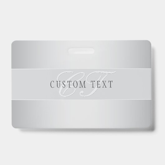 エレガントな編集可能なモノグラムスクリプトの書き方 | グレー バッジ (Front)