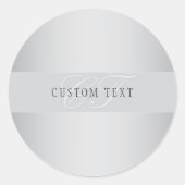 エレガントな編集可能なモノグラムスクリプトの書き方 | グレー ラウンドシール (正面)