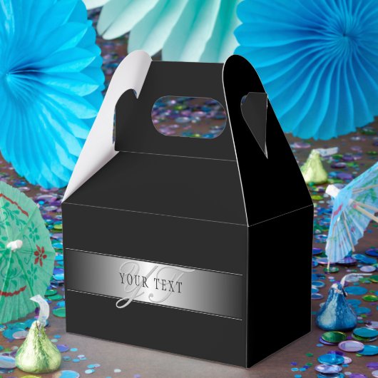 エレガントな編集可能なモノグラムスクリプトライティング | ブラック フェイバーボックス (パーティー)