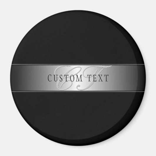 エレガントな編集可能なモノグラムスクリプトライティング | ブラック マグネット (正面)