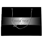 エレガントな編集可能なモノグラムスクリプトライティング | ブラック ラージペーパーバッグ (正面)