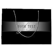 エレガントな編集可能なモノグラムスクリプトライティング | ブラック ラージペーパーバッグ (裏面)