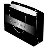 エレガントな編集可能なモノグラムスクリプトライティング | ブラック ラージペーパーバッグ (裏面アングル)