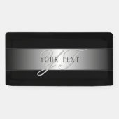 エレガントな編集可能なモノグラムスクリプトライティング | ブラック 横断幕 (横)