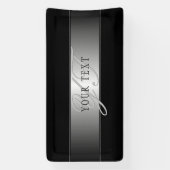 エレガントな編集可能なモノグラムスクリプトライティング | ブラック 横断幕 (縦)