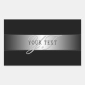 エレガントな編集可能なモノグラムスクリプトライティング | ブラック 長方形シール (正面)
