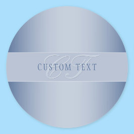 エレガントな編集可能なモノグラムスクリプトライティング | 青 ラウンドシール