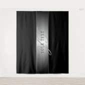 エレガントな編集可能なモノグラムスクリプト書き文字 | ブラック タペストリー (正面)