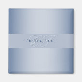 エレガントな編集可能なモノグラムスクリプト書き文字 | 青 マグネット (正面)