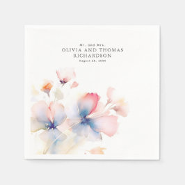 エレガントな繊細な水彩の花 スタンダードカクテルナプキン