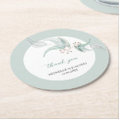 エレガントな美しいユーカリ水彩画アート ラウンドペーパーコースター (アングル)