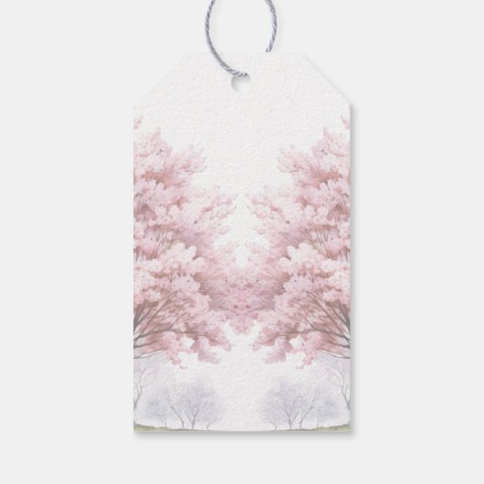 エレガントな美しい桜の花のブライダルティー ギフトタグ (裏面)
