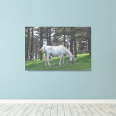 エレガントな美しい白馬のオリジナルアート キャンバスプリント (インサイチュ (ウッドフロア))