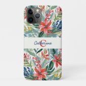 エレガントな美しい赤いポインセチアの花のモノグラム Case-Mate iPhoneケース (裏)