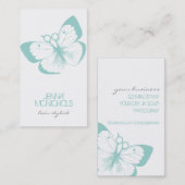 エレガントな美容師の蝶青くシンプルなかわいらしい 名刺 (正面/裏面)