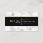 エレガントな美容師 ブラックゴールド マーブル QR コード 名刺 (正面)