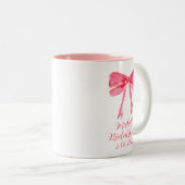 エレガントな美意識の乙女のピンクの弓の豪華なブライダルシャワー ツートーンマグカップ (正面右)