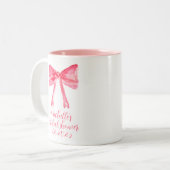 エレガントな美意識の乙女のピンクの弓の豪華なブライダルシャワー ツートーンマグカップ (正面左)