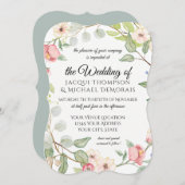 エレガントな群葉の銀製賢人の水彩画の野生のバラ 招待状 (正面/裏面)