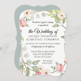 エレガントな群葉の銀製賢人の水彩画の野生のバラ 招待状