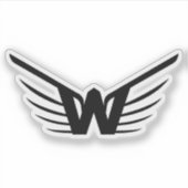 エレガントな羽のレターWモノグラム シール (正面)