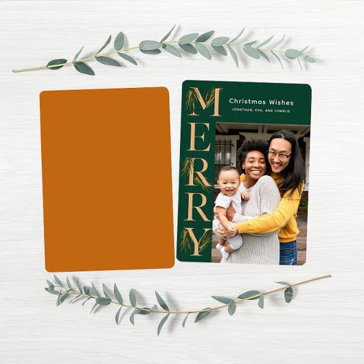 エレガントな翡翠のクリスマス カード 水彩グリーンと松の枝の装飾