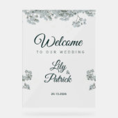 エレガントな翡翠グリーンのカスミソウ アクリルサイン (正面)
